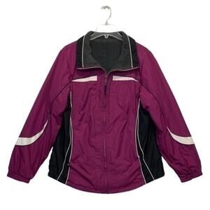 Active Jacket Size Large Full Zip polyester fleece purple winter reversible